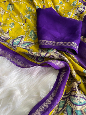 HOP157 — Premium Georgette Kalamkari Print Saree