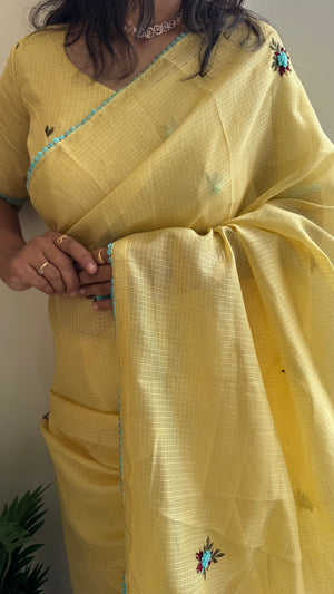 Pure Kota Chex Bengali Butti Saree — HOP167