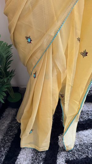 Pure Kota Chex Bengali Butti Saree — HOP167