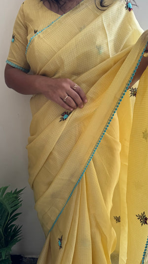 Pure Kota Chex Bengali Butti Saree — HOP167