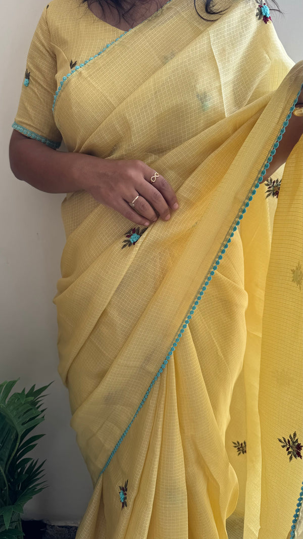 Pure Kota Chex Bengali Butti Saree — HOP167