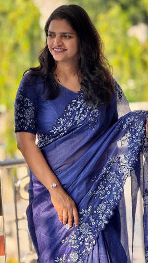 Festive Wear Kota Embroidery Saree with Embroidered Running Blouse — HOP197