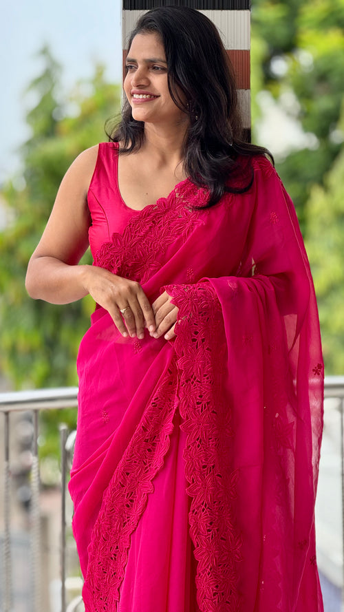 HOP154 — Premium Georgette Thread Work Saree