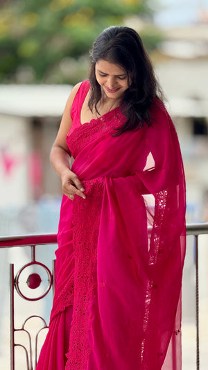 HOP154 — Premium Georgette Thread Work Saree