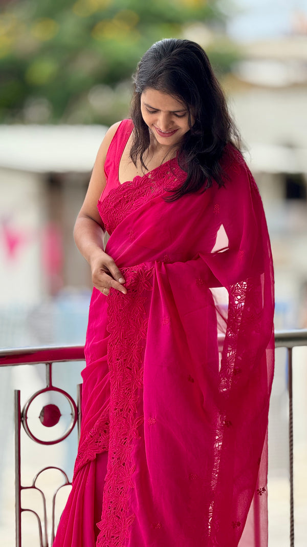 HOP154 — Premium Georgette Thread Work Saree
