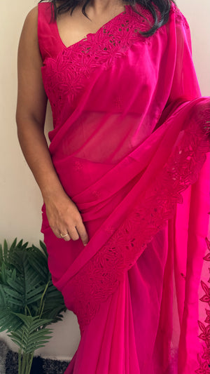 HOP154 — Premium Georgette Thread Work Saree