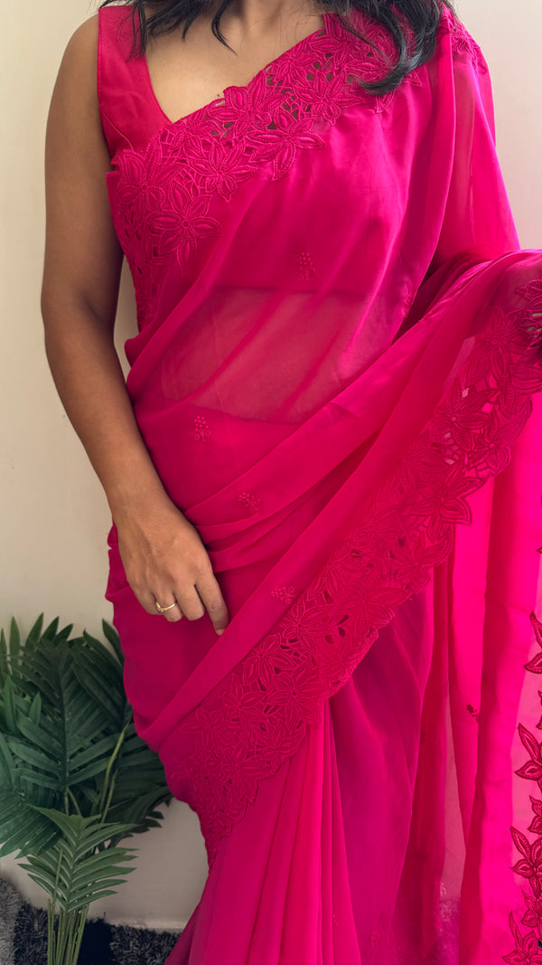 HOP154 — Premium Georgette Thread Work Saree