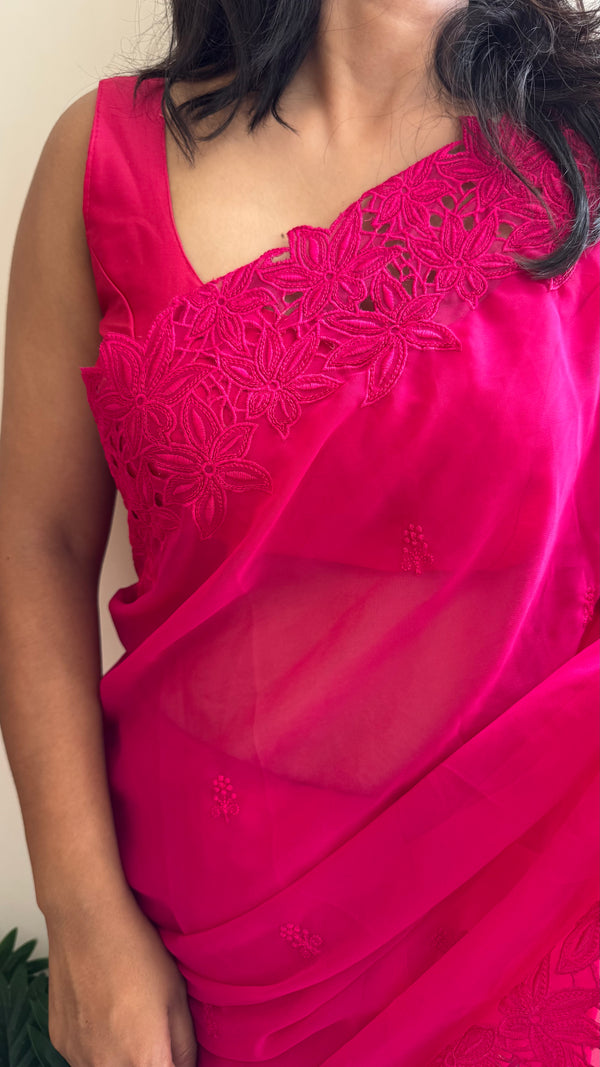 HOP154 — Premium Georgette Thread Work Saree