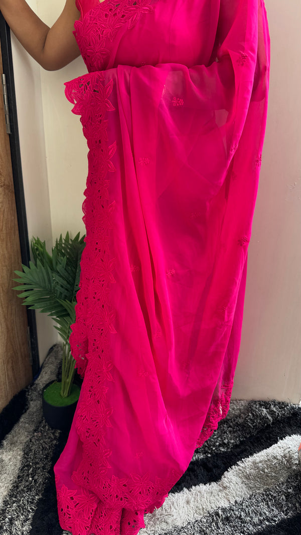 HOP154 — Premium Georgette Thread Work Saree