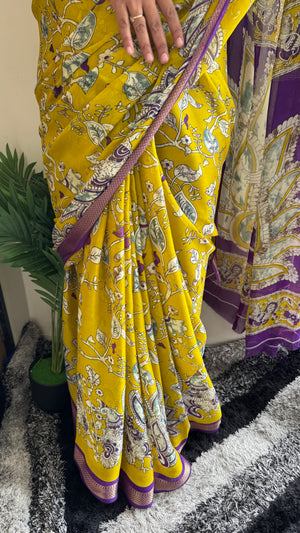 HOP157 — Premium Georgette Kalamkari Print Saree