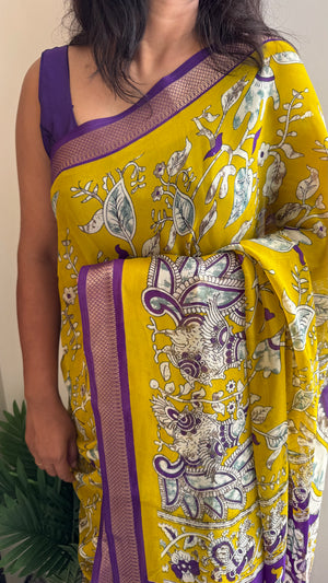 HOP157 — Premium Georgette Kalamkari Print Saree
