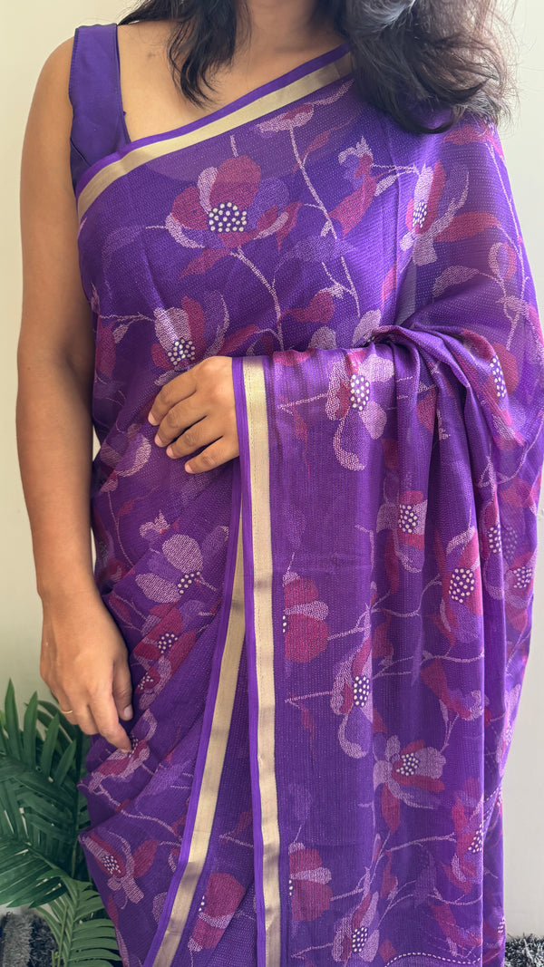 HOP160 — Pure Soft Dola Silk Saree with Jacquard Border Print Rich Pallu