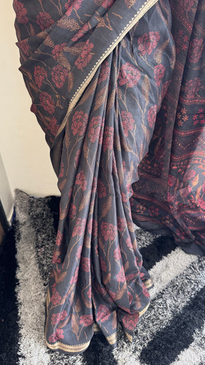 HOP159 — Soft Silk Saree with Jacquard Zari Work Border