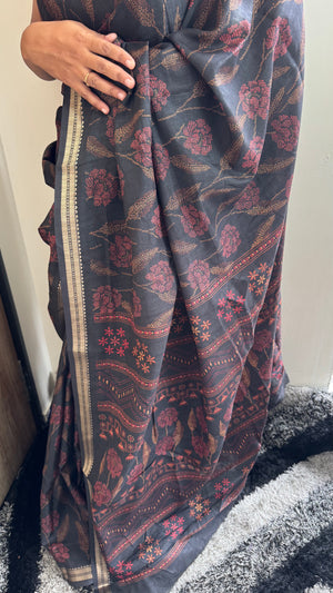 HOP159 — Soft Silk Saree with Jacquard Zari Work Border