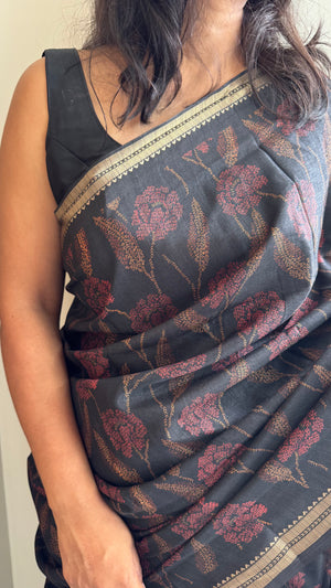 HOP159 — Soft Silk Saree with Jacquard Zari Work Border