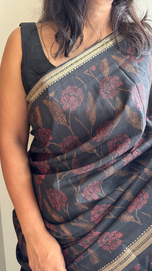HOP159 — Soft Silk Saree with Jacquard Zari Work Border