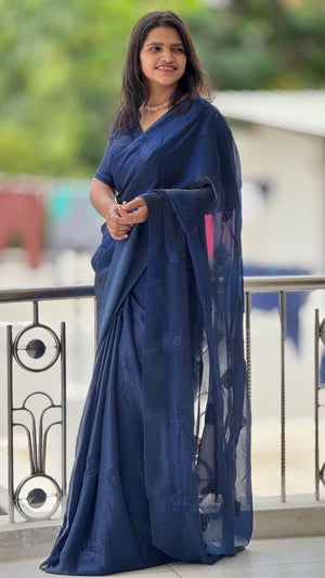 Pure Fendy Silk Beads Butti Saree — HOP162