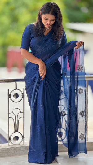 Pure Fendy Silk Beads Butti Saree — HOP162