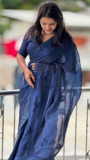 Pure Fendy Silk Beads Butti Saree — HOP162