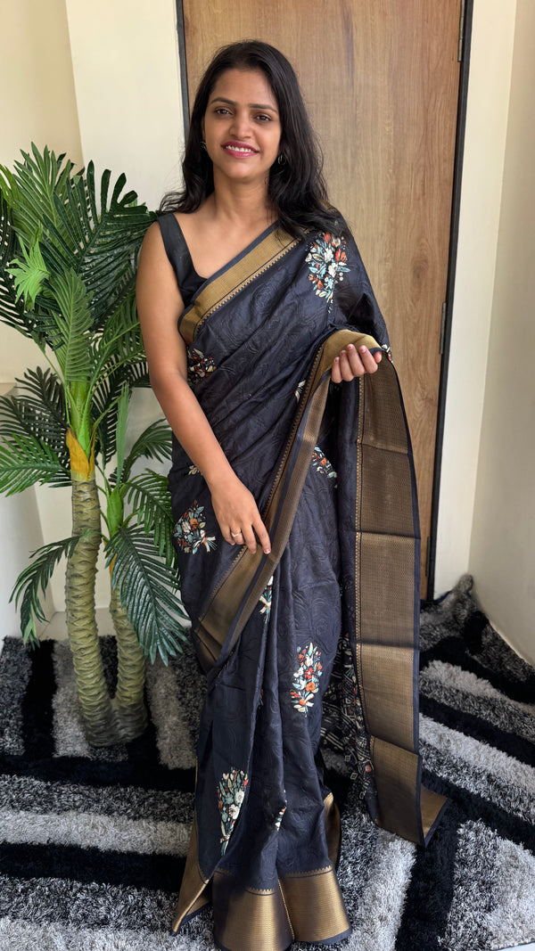 Dola Silk Saree with Embroidery Work — HOP173