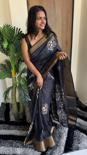 Dola Silk Saree with Embroidery Work — HOP173