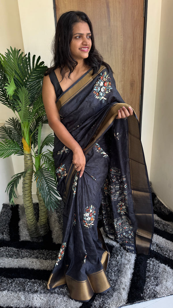 Dola Silk Saree with Embroidery Work — HOP173