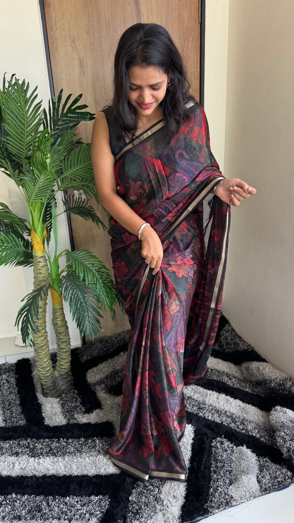 Premium Chinon Silk Saree with All Over Jari Pattern — HOP172