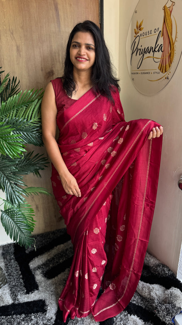 Wedding Wear Pure Soft Viscose Khadi Silk Saree with Jacquard Design & Satin Border — HOP182