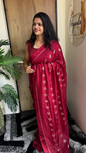 Wedding Wear Pure Soft Viscose Khadi Silk Saree with Jacquard Design & Satin Border — HOP182