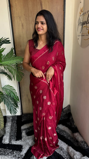 Wedding Wear Pure Soft Viscose Khadi Silk Saree with Jacquard Design & Satin Border — HOP182