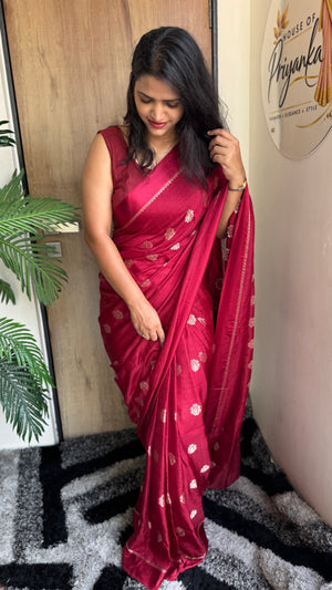 Wedding Wear Pure Soft Viscose Khadi Silk Saree with Jacquard Design & Satin Border — HOP182