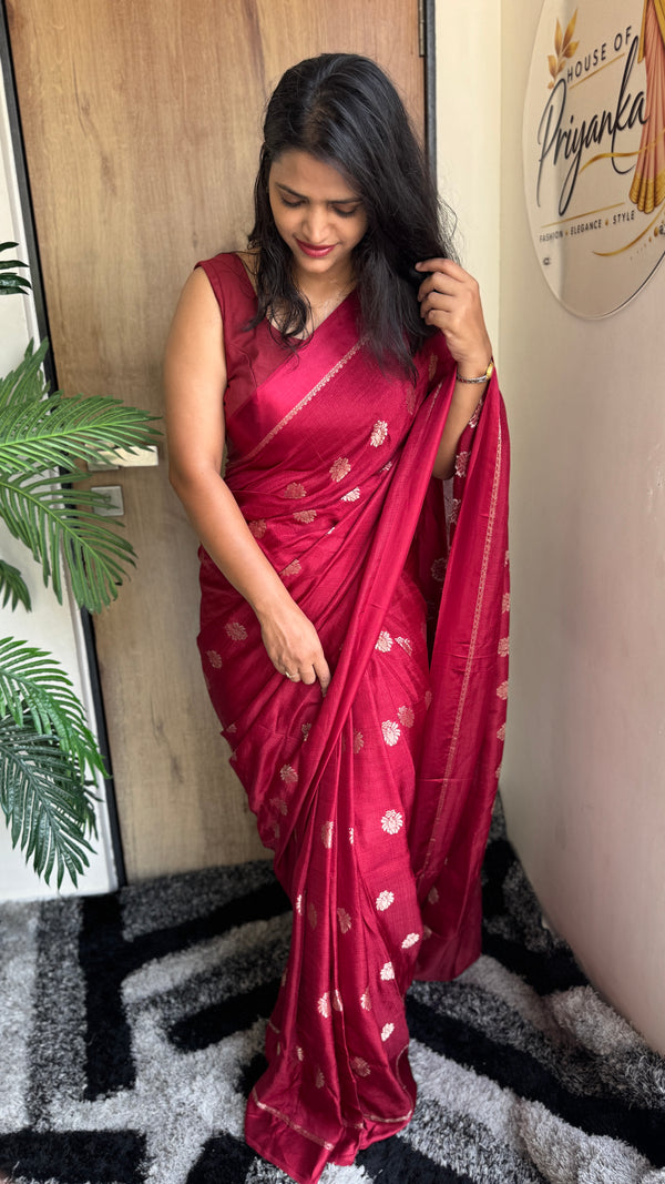Wedding Wear Pure Soft Viscose Khadi Silk Saree with Jacquard Design & Satin Border — HOP182