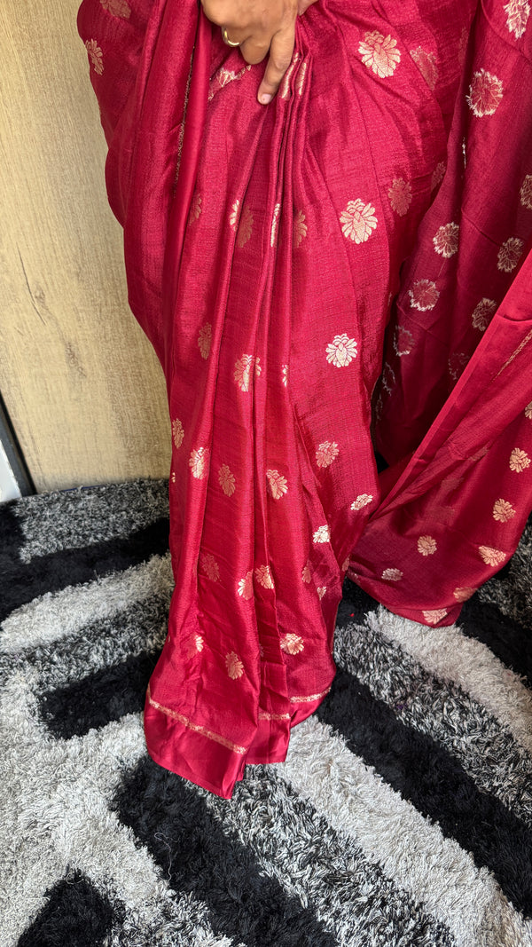 Wedding Wear Pure Soft Viscose Khadi Silk Saree with Jacquard Design & Satin Border — HOP182