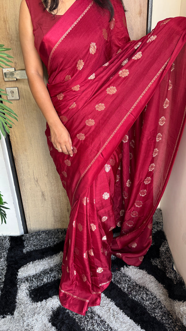 Wedding Wear Pure Soft Viscose Khadi Silk Saree with Jacquard Design & Satin Border — HOP182