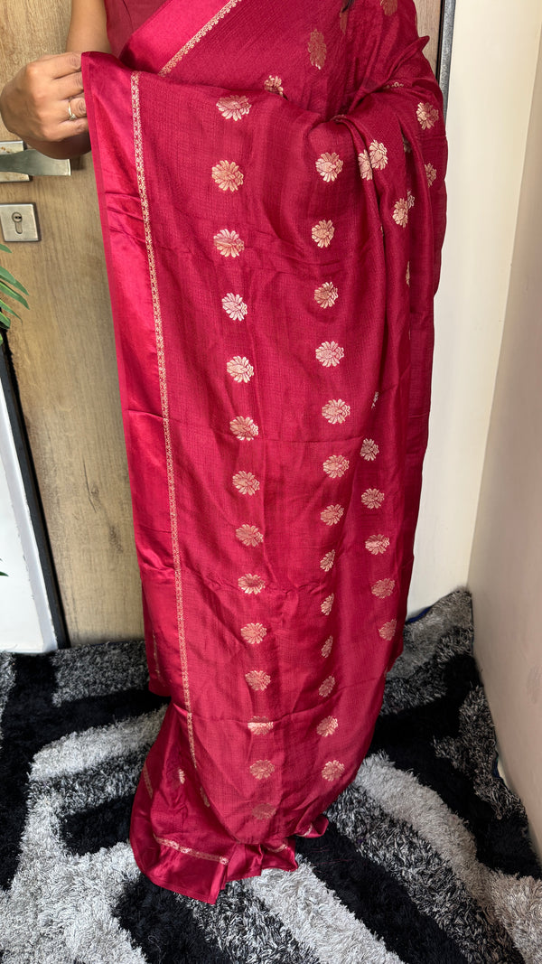 Wedding Wear Pure Soft Viscose Khadi Silk Saree with Jacquard Design & Satin Border — HOP182