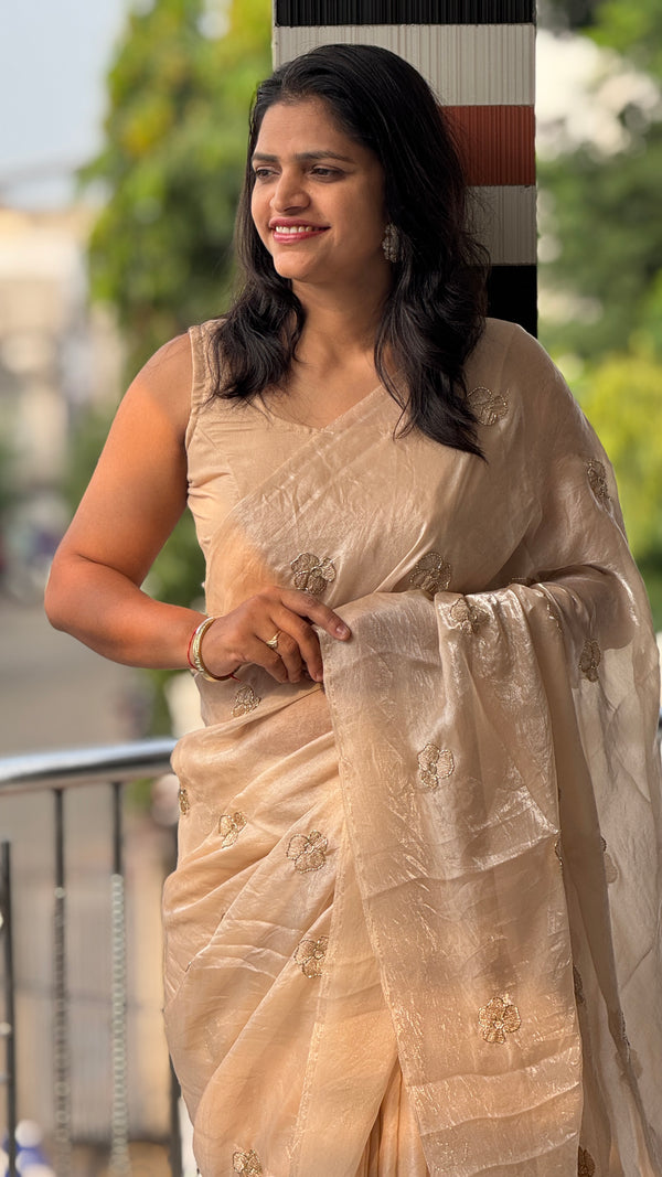 Party Wear Two-Tone Space Silk Designer Saree with Handwork Blouse — HOP183