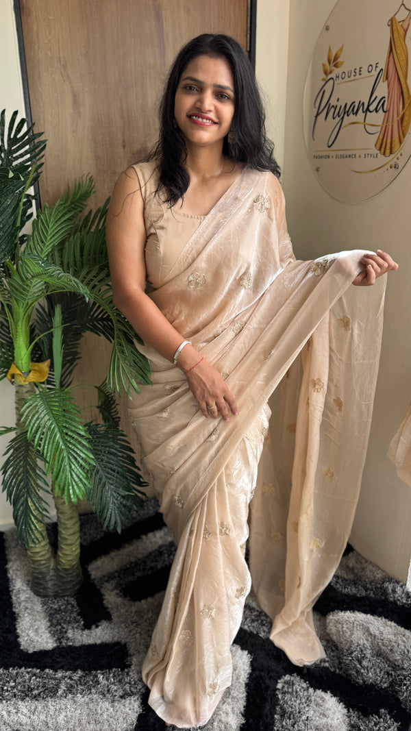 Party Wear Two-Tone Space Silk Designer Saree with Handwork Blouse — HOP183
