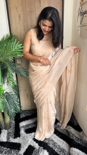 Party Wear Two-Tone Space Silk Designer Saree with Handwork Blouse — HOP183