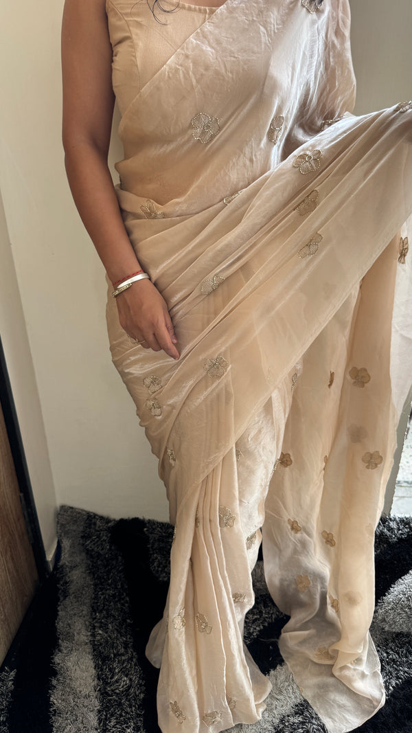 Party Wear Two-Tone Space Silk Designer Saree with Handwork Blouse — HOP183