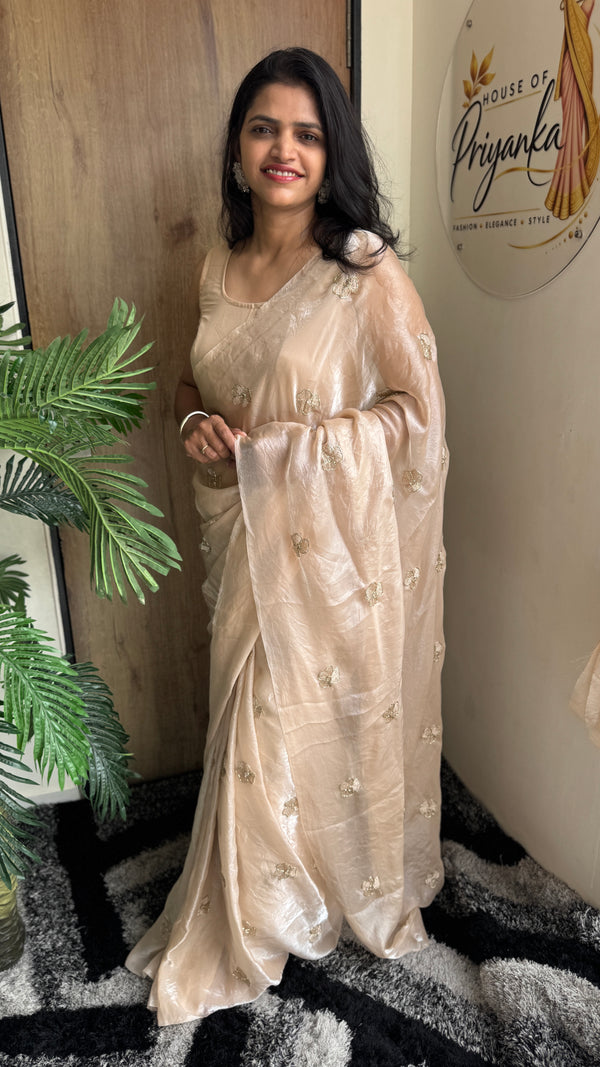 Party Wear Two-Tone Space Silk Designer Saree with Handwork Blouse — HOP183