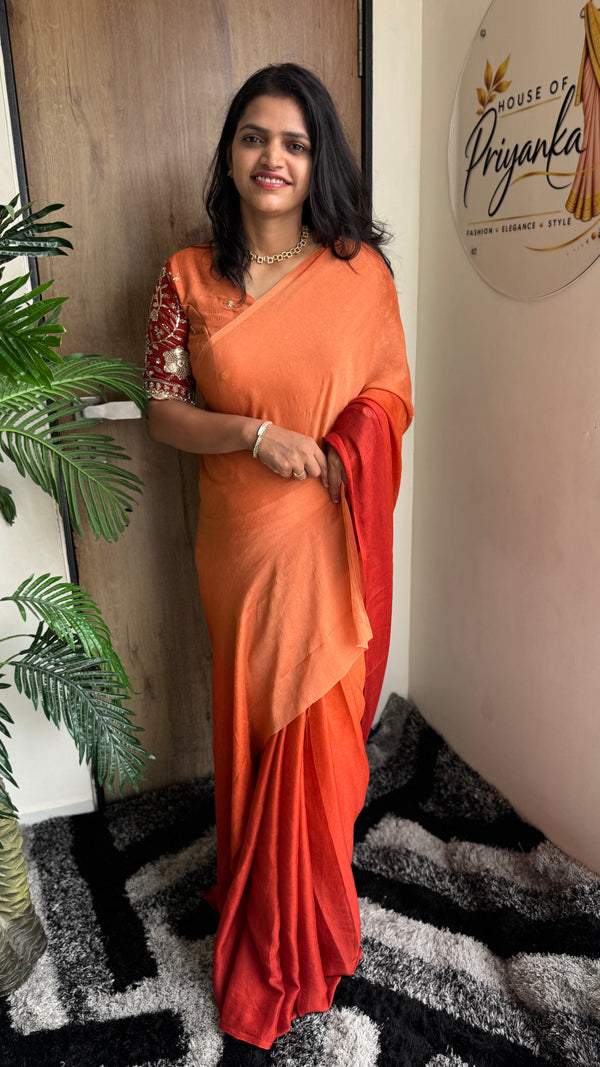 Wedding Wear Rangoli Crush Saree with Shaded Effect & Beads Work Blouse — HOP184