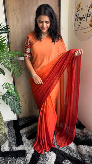 Wedding Wear Rangoli Crush Saree with Shaded Effect & Beads Work Blouse — HOP184