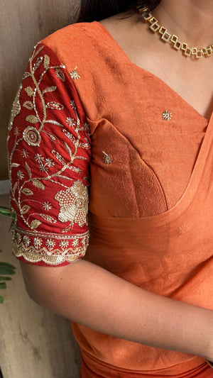 Wedding Wear Rangoli Crush Saree with Shaded Effect & Beads Work Blouse — HOP184