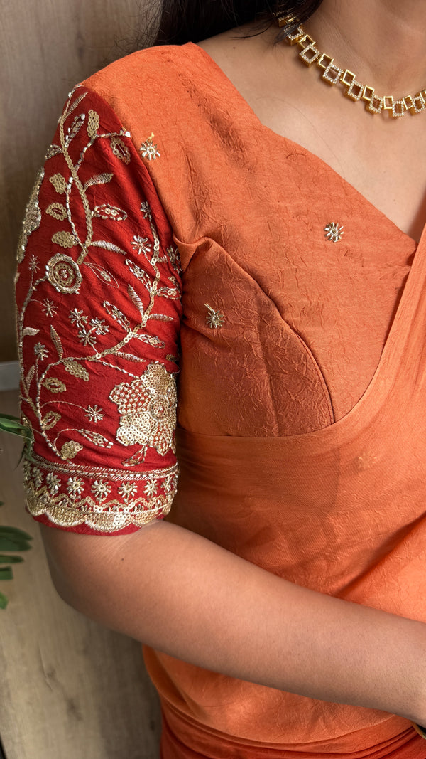 Wedding Wear Rangoli Crush Saree with Shaded Effect & Beads Work Blouse — HOP184