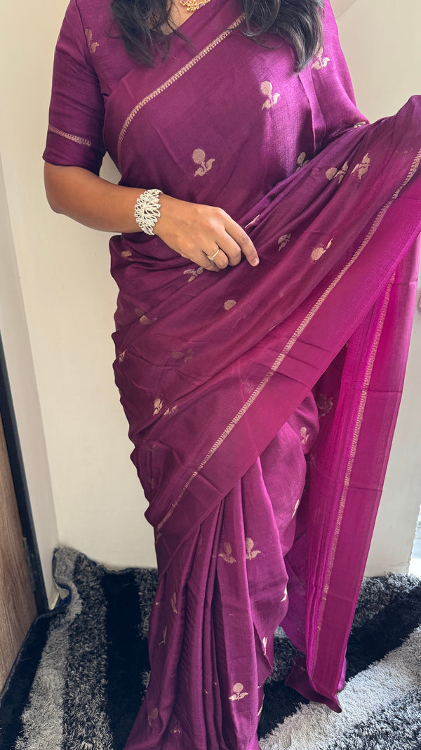 Festive Wear Pure Soft Viscose Silk Saree with Jacquard Design & Satin Border — HOP185