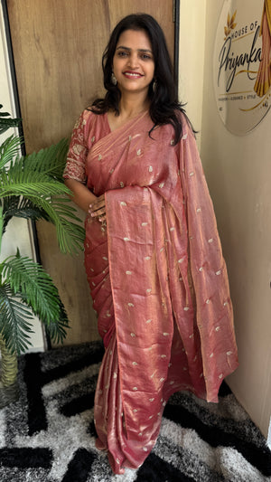 Party Wear Two-Tone Space Silk Designer Saree with Handwork Blouse — HOP187