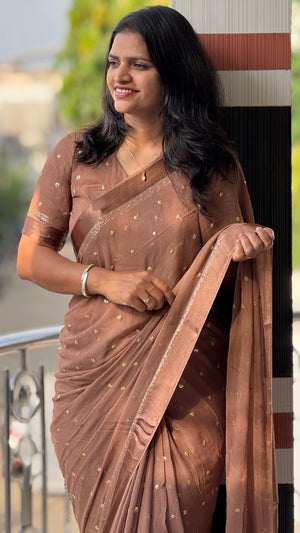 Festive Wear Viscose Georgette Sequence Butti Saree — HOP189