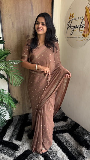 Festive Wear Viscose Georgette Sequence Butti Saree — HOP189