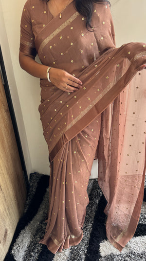 Festive Wear Viscose Georgette Sequence Butti Saree — HOP189