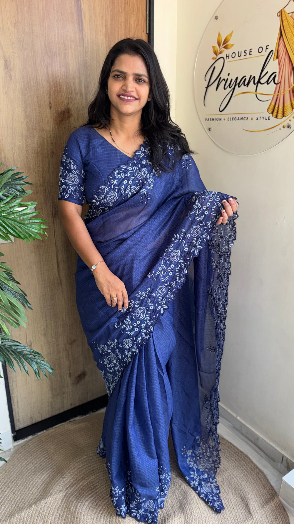 Festive Wear Kota Embroidery Saree with Embroidered Running Blouse — HOP197